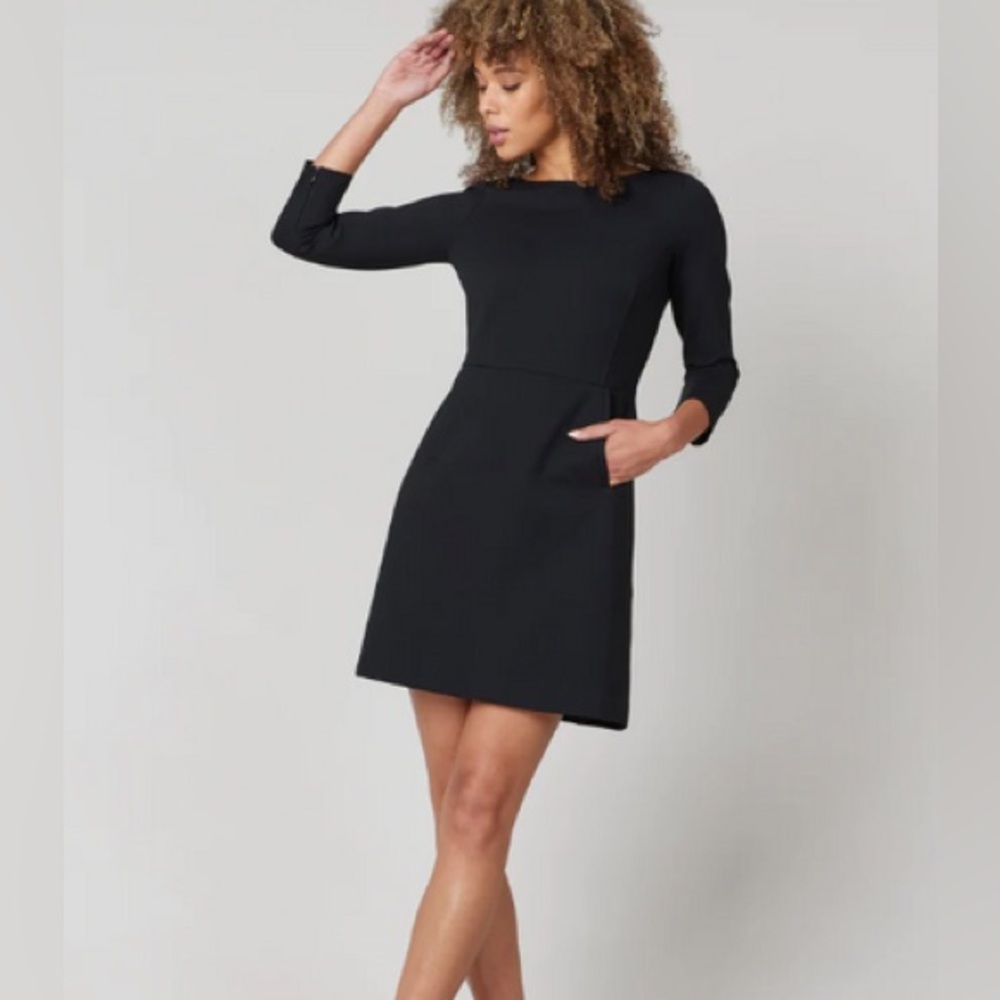 SPANX PERFECT 3/4 SLEEVE DRESS XS black